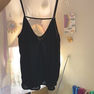 Black semi-sheer tank top by Timing